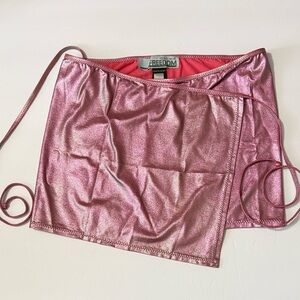 Roberto Cavalli Shimmery Rose Metallic Mini Skirt Swimsuit Bottom Cover Up Italy